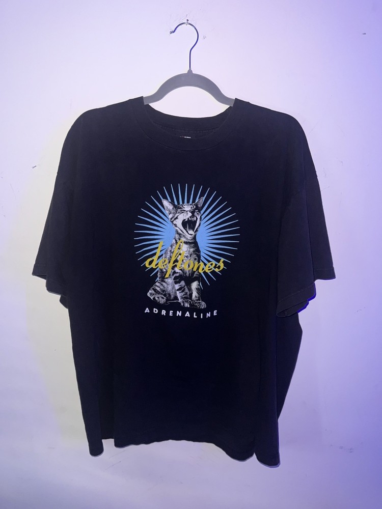 1998 Vintage Deftones Adrenaline Cat Band T-Shirt XL Black Band Tee Grail Rare