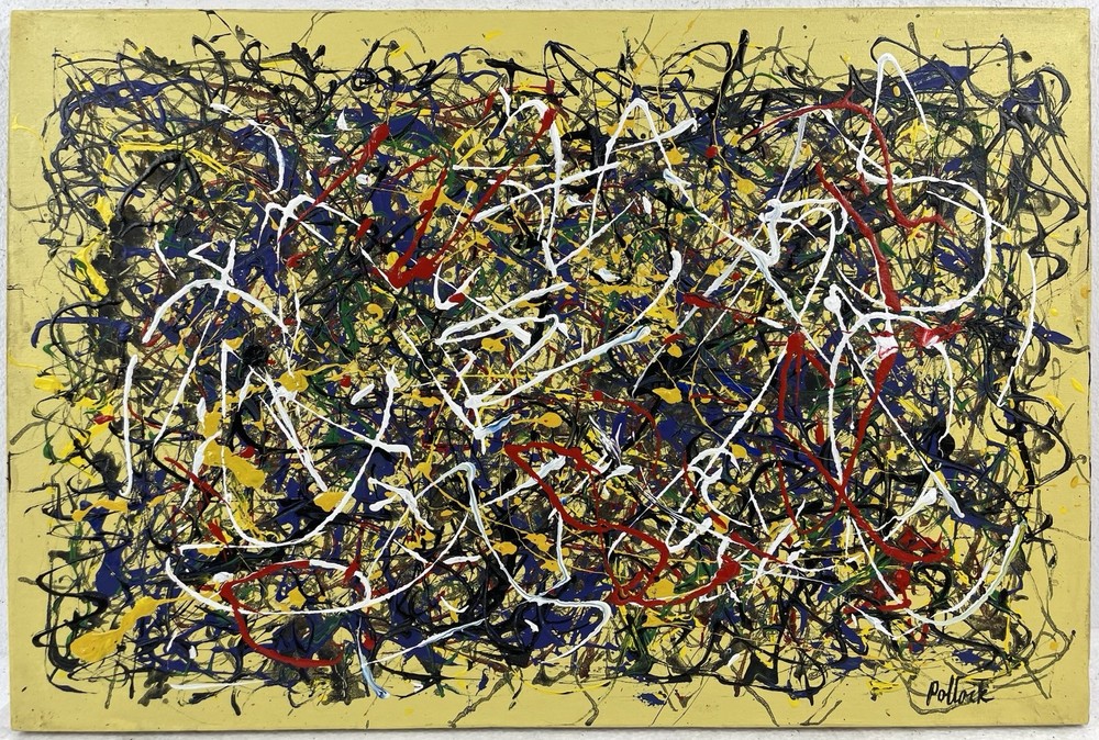 Jackson Pollock Acrylic On Canvas (Handmade) signed and stamped