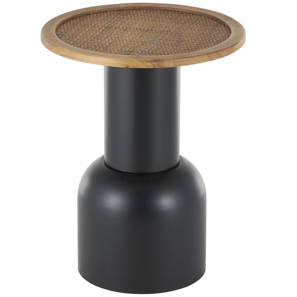 Deco 79 Handmade Metal Accent Side Table with Brown Finish and Pedestal Base