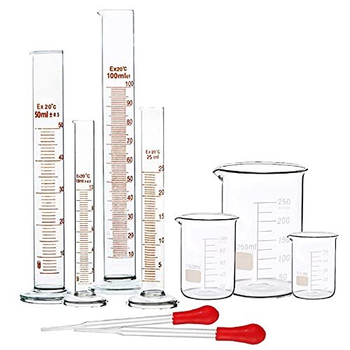 SUPERLELE Glass Graduated Cylinder Set 10ml 25ml 50ml 100ml, Thick Glass
