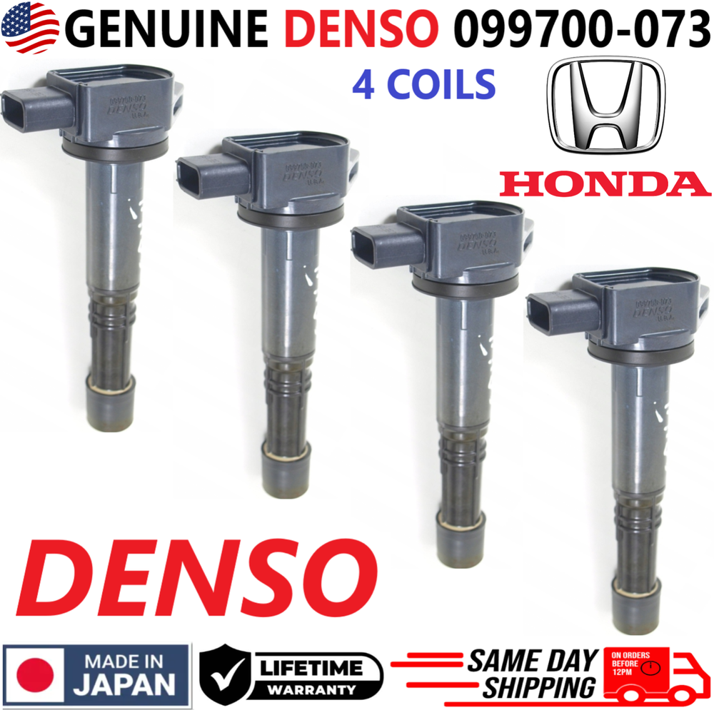 GENUINE DENSO x4 Ignition Coils For 2002-2011 Honda 2.0L I4 2.4L I4, 099700-073