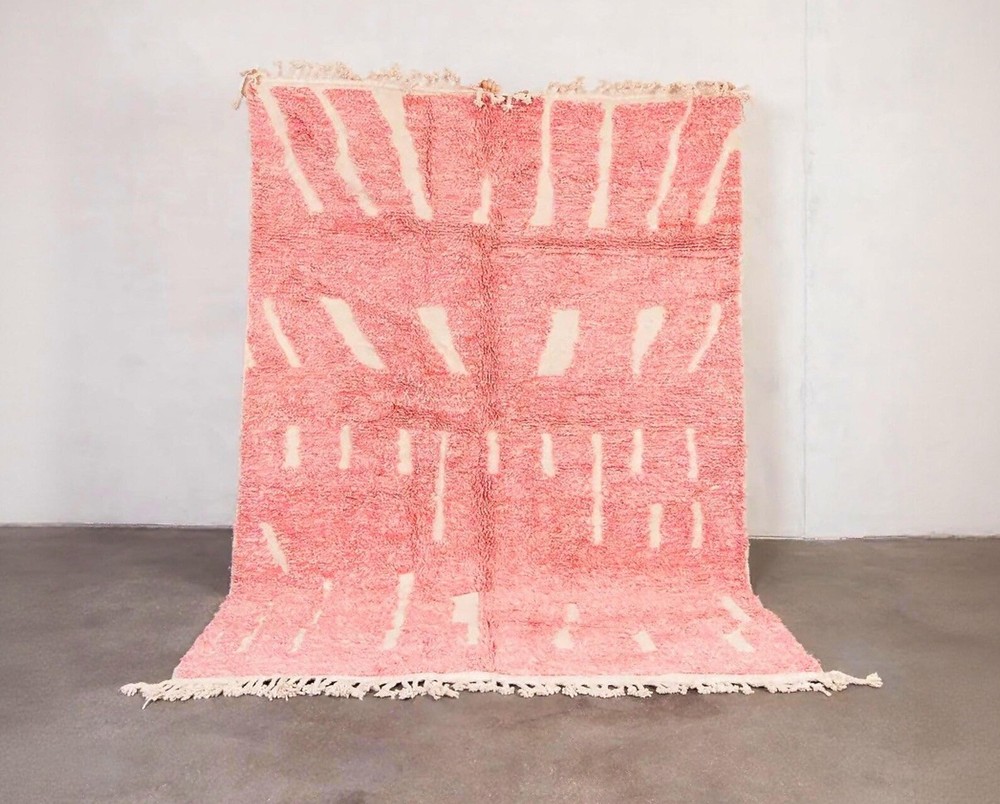 Handmade Pink Beni Ourain Rug: Authentic Moroccan Berber Wool