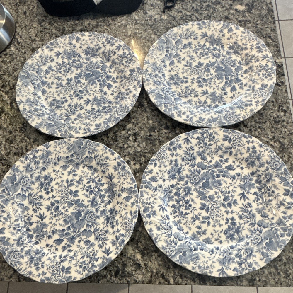 Nikko Blossom Time Blue & White Floral Ironstone Dinner Plates Set of 4