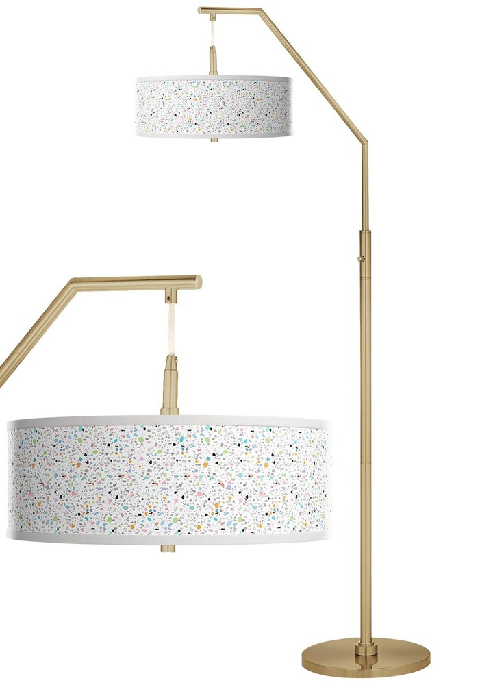 Colored Terrazzo Giclee Warm Gold Arc Floor Lamp