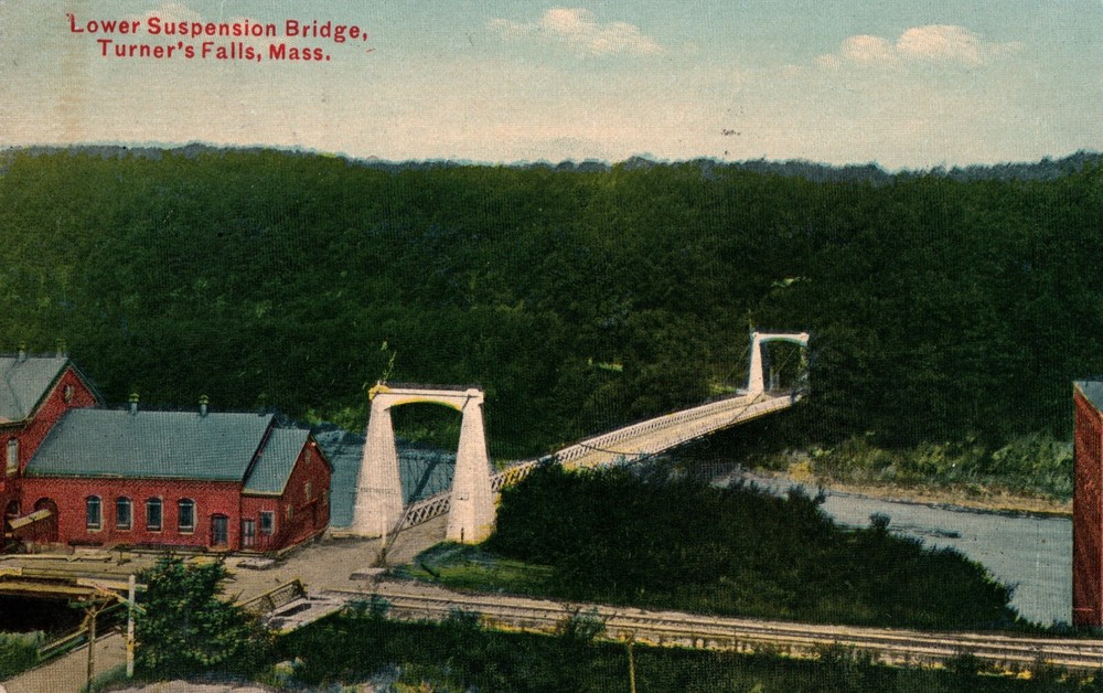MA Lower Suspension Bridge - Turner Falls Massachusetts Early 1900s Postcard