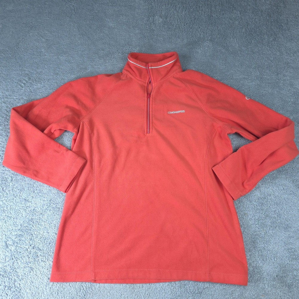 Craghoppers Sweatshirt Womens Large Orange Fleece 1/4 Zip Mock Neck Pullover