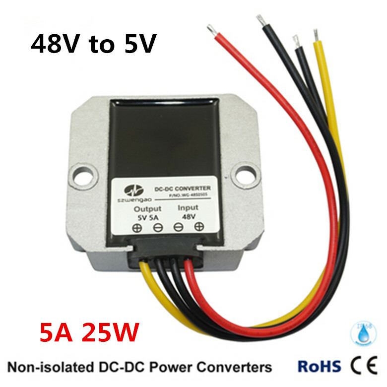 48V to 5V 25W waterproof DC step-down converter 5A module  