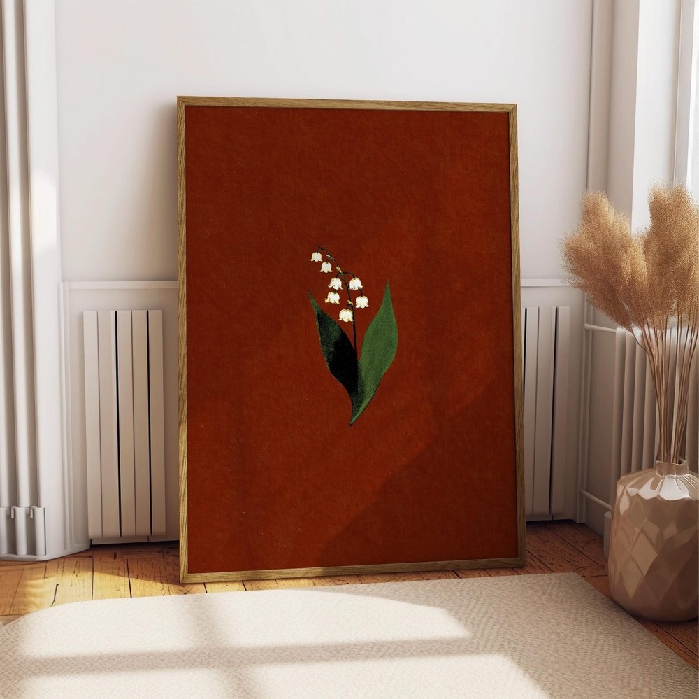 Dark Academia Lily of the Valley Botanical Wall Art Print