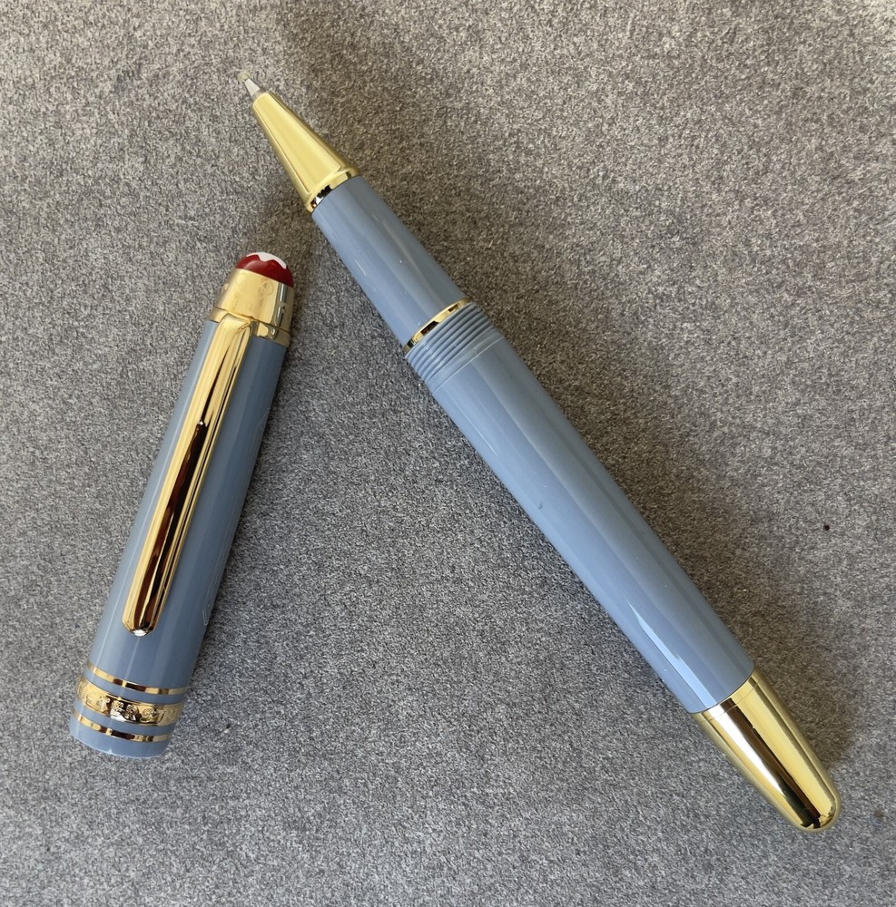 Deluxe Olympic Chamonix Resin Series Blue+Gold Color 0.7mm Rollerball Pen