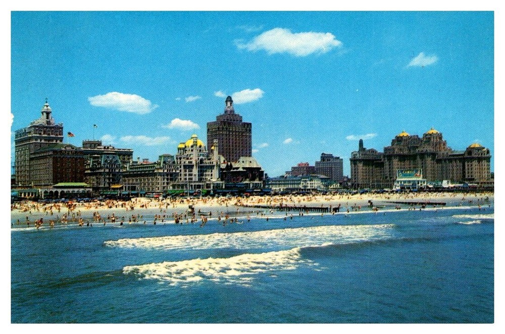 1950s Water View of Convention Hall Atlantic City New Jersey Vintage Postcard