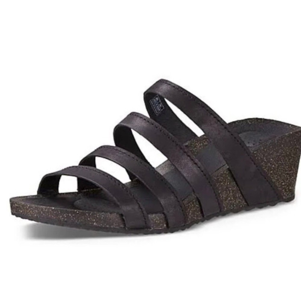 Teva shoes Ysidro slide wedges sandals strappy black comfort women's 6