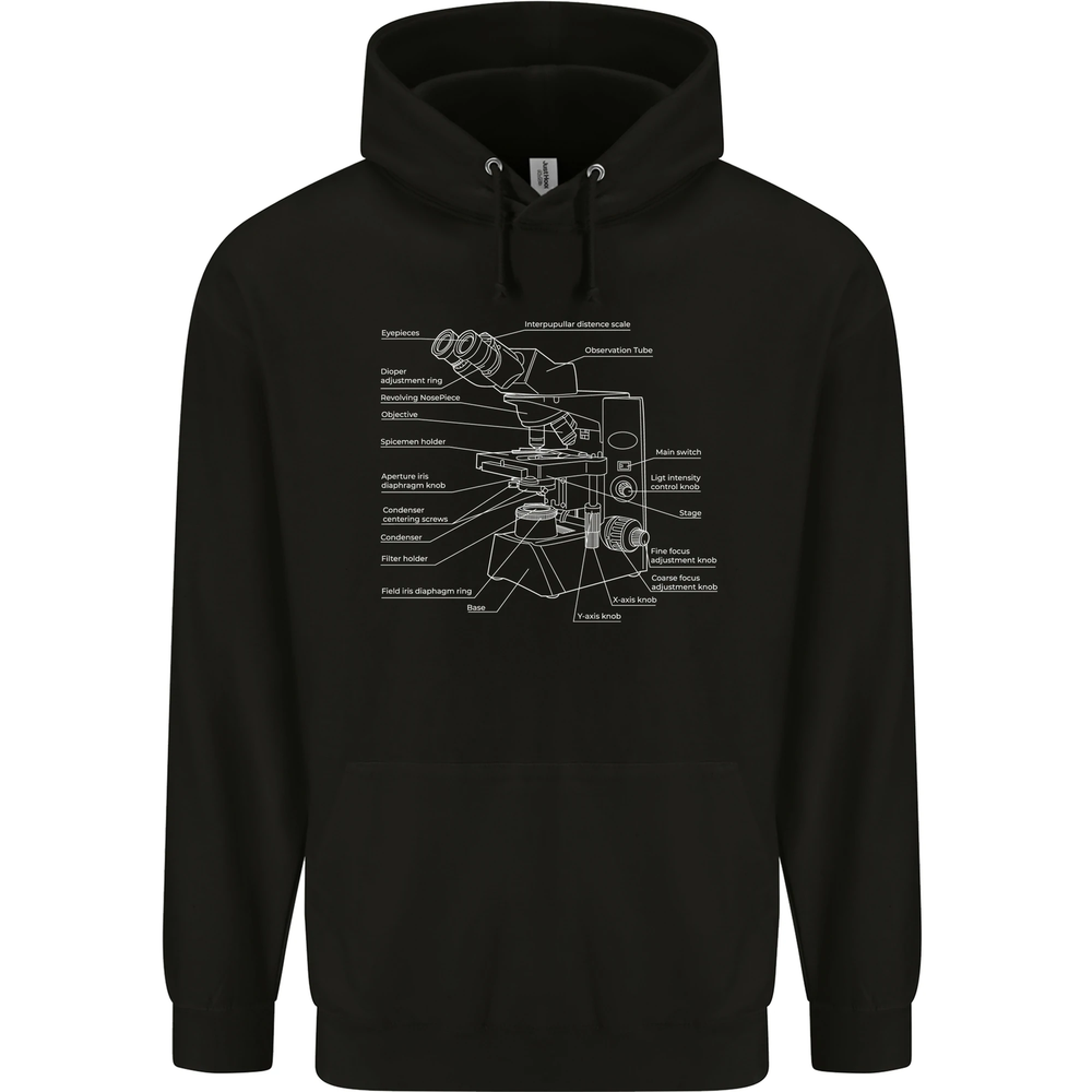 Microscope Science Biology Mens 80% Cotton Hoodie