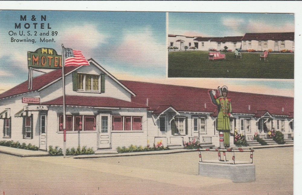 Browning Montana M & N Motel Exterior, Color Linen Vintage Souvenir Postcard\