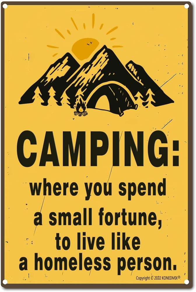 Vintage Metal Tin Sign Camping Camper Decor Garage Bar Pub 8x12