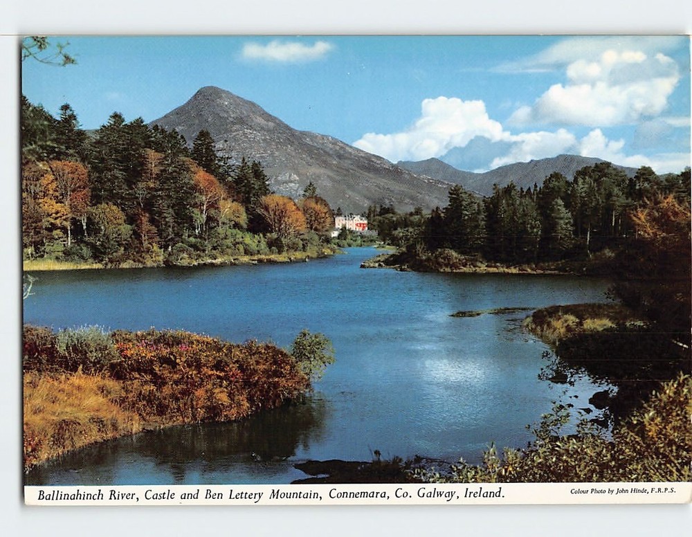 Postcard Ballinahinch River Castle & Ben Lettery Mountain Connemara  Ireland