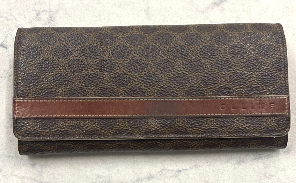 Vintage Celine Macadam Trifold Leather Wallet Pre-Owned