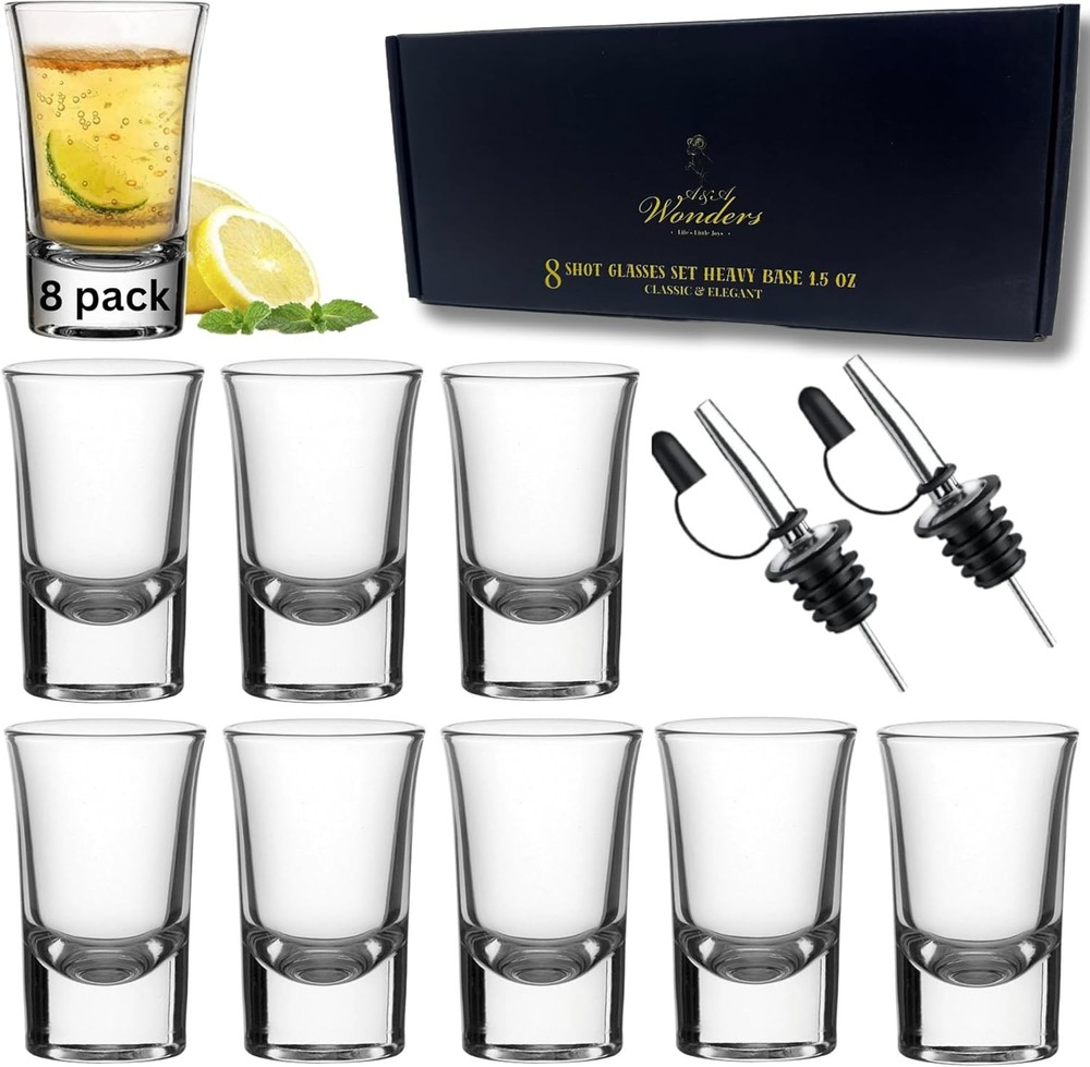 1.5 Oz Shot Glasses Set Of 8 W/ Heavy Base Shot Glass Set Weighted shotglass For