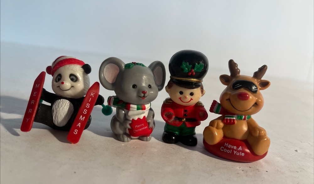 Vintage Russ Berrie & Co Christmas Miniature 2” Plastic Animal Figurines