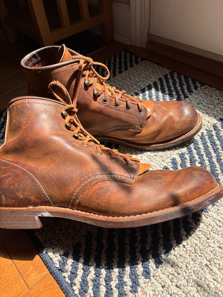 Red Wing Heritage 6-Inch Blacksmith Boots in Copper Rough Brown Leather Men's Size 10D
