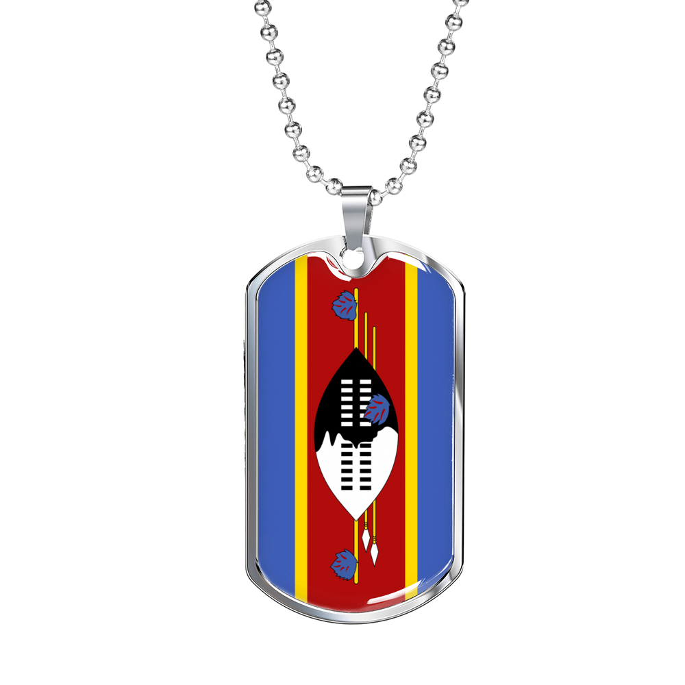 Eswatini Flag Necklace Stainless Steel or 18k Gold Dog Tag 24