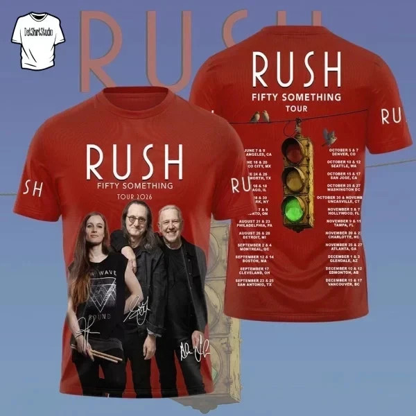 Rush 2026 Fifty Something Tour 3D T-Shirt Rock Band Tee Men S-5XL TF96D2