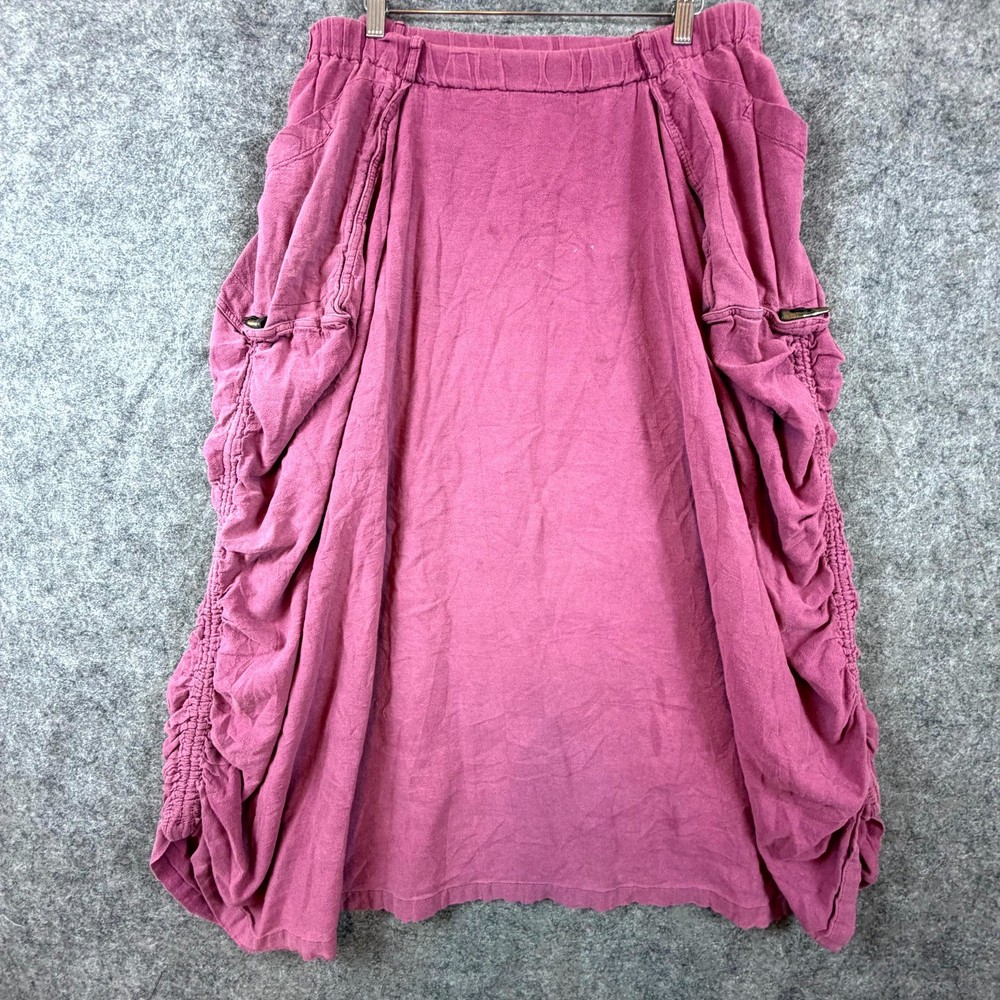 Vintage 90s Pink Cargo Midi Skirt Womens Side Ruched Baggy Slouchy Skater Grunge