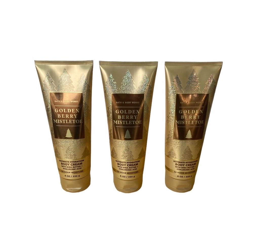 Bath & Body Works Golden Berry Mistletoe Hydrating Body Cream Trio Pack-image