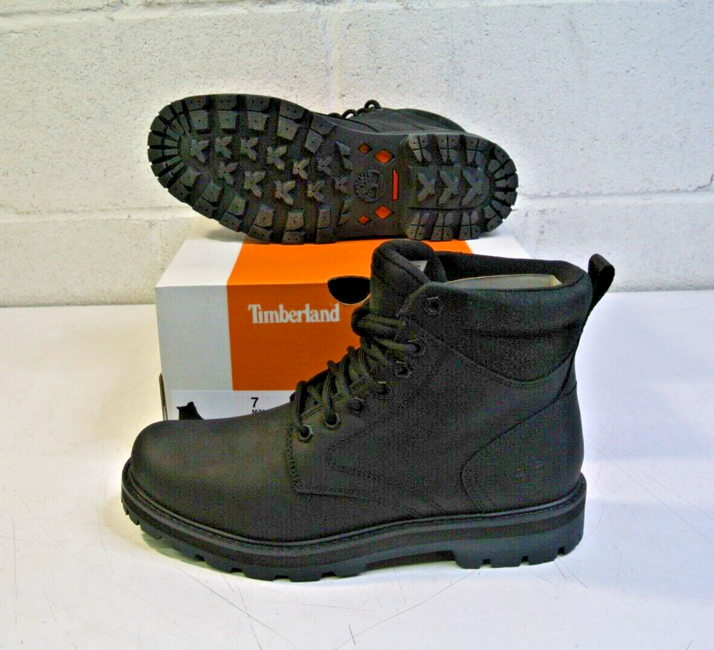 Timberland Britton Mid Waterproof Black Leather Men Boots Size 8M