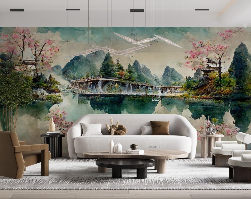 3D Landscape Watercolor Wall Murals Wallpaper Murals Wall Sticker 4