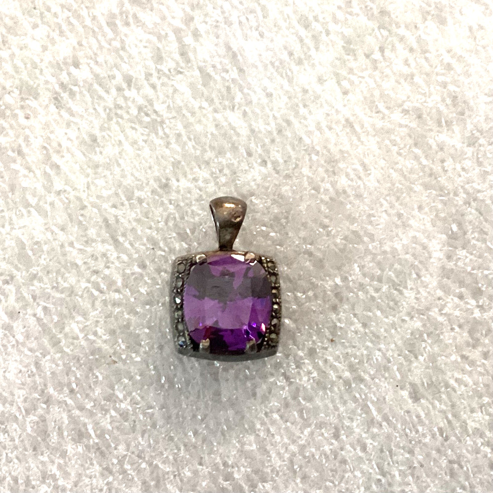 Sterling Silver Amethyst & Marcasite Pendant