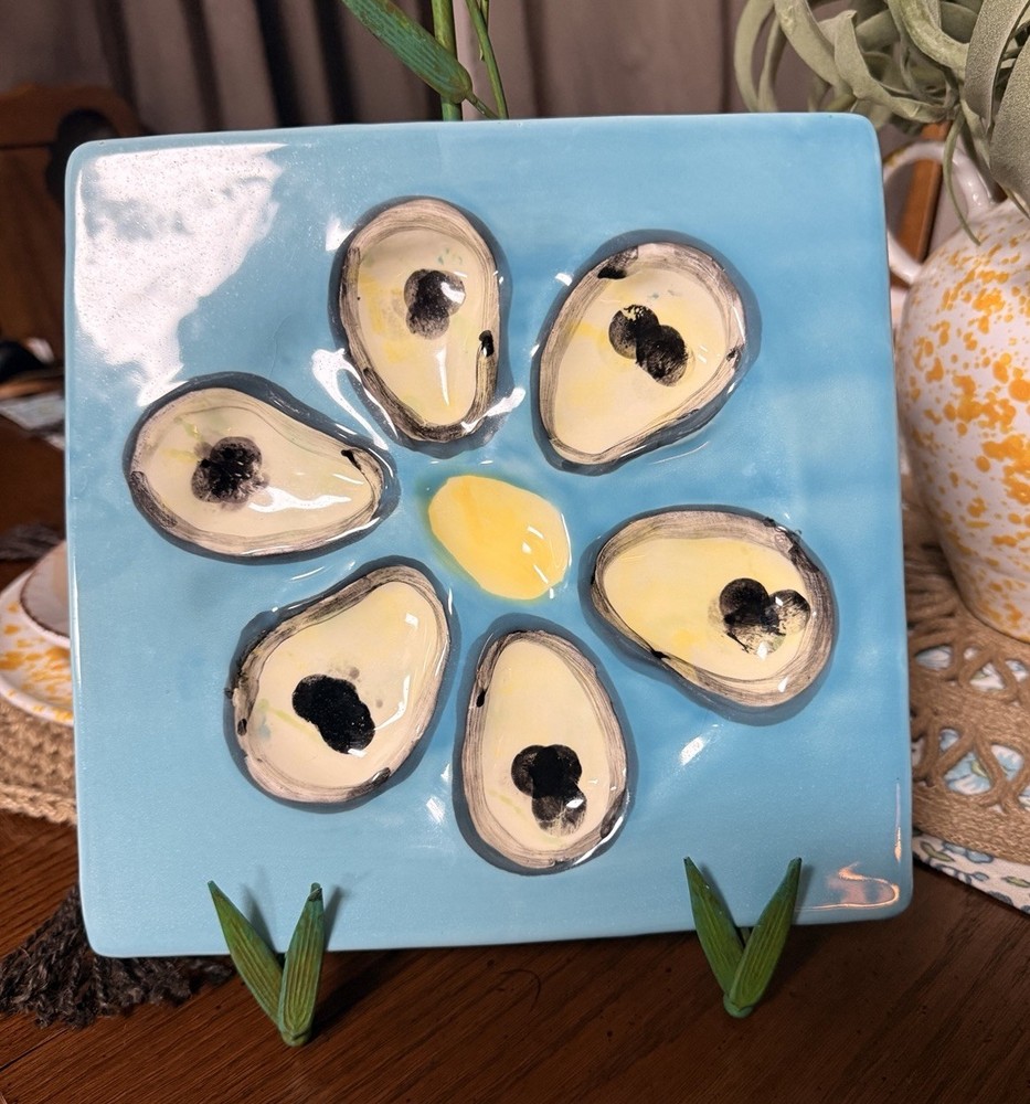 abigails italy Beautiful Unique Oyster Plate New Hand Painted