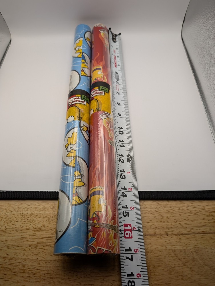 The Simpson's Gift Wrap Paper 2 Rolls Homer & Bart Rock Roll Marge Homer Vintage