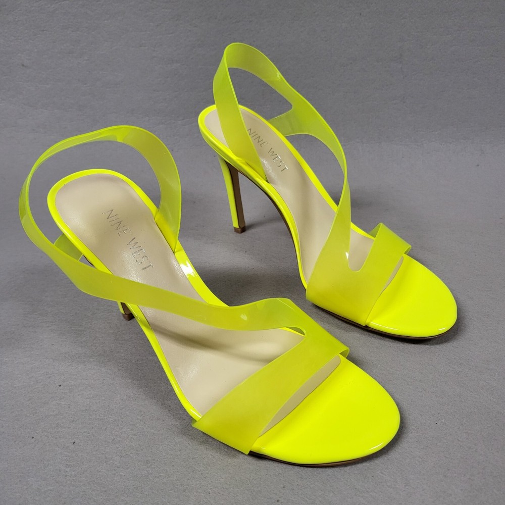 Nine West Neon Yellow Clear Jelly Stiletto Sandals Size 7.5 M