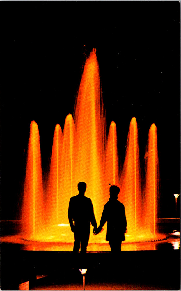 Vintage Postcard Fountain In The Park Pekin Illinois Sunken Gardens