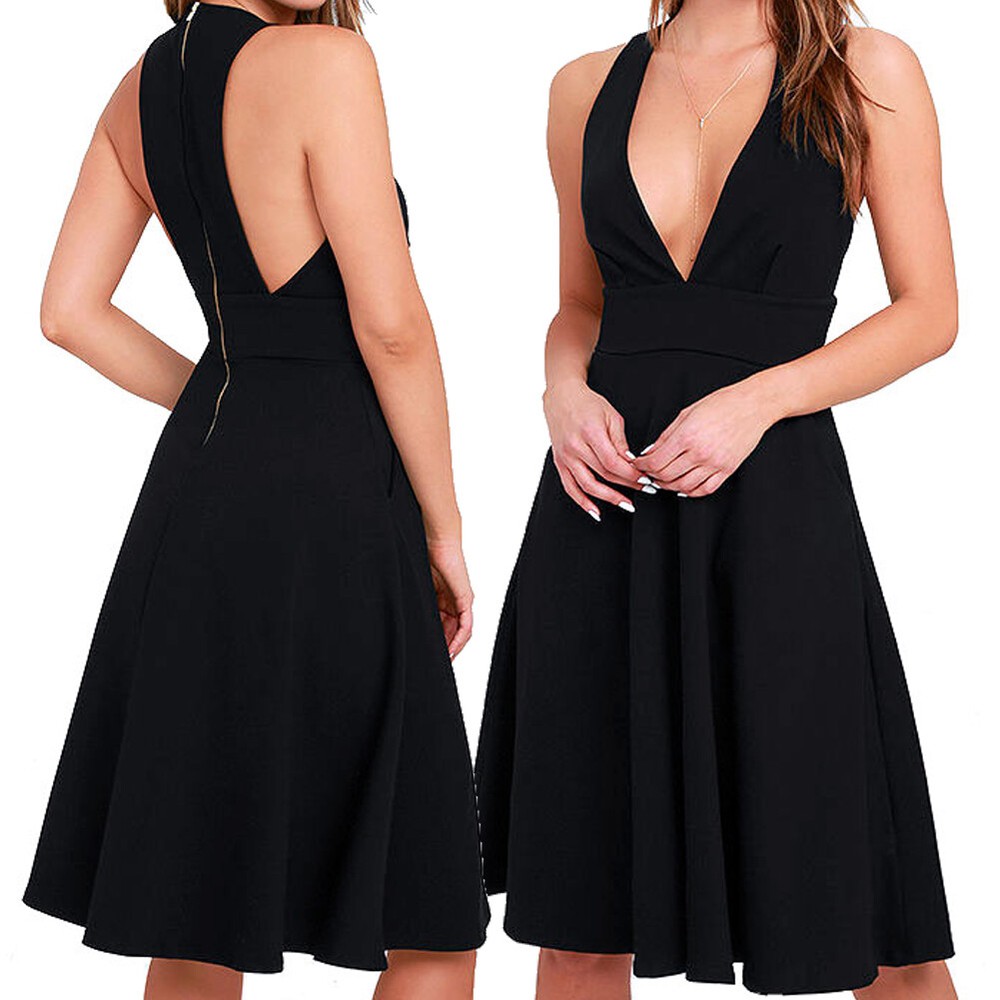 Women's Sleeveless Sexy Dress Party Evening Cocktail V-neck Short Mini Dress US