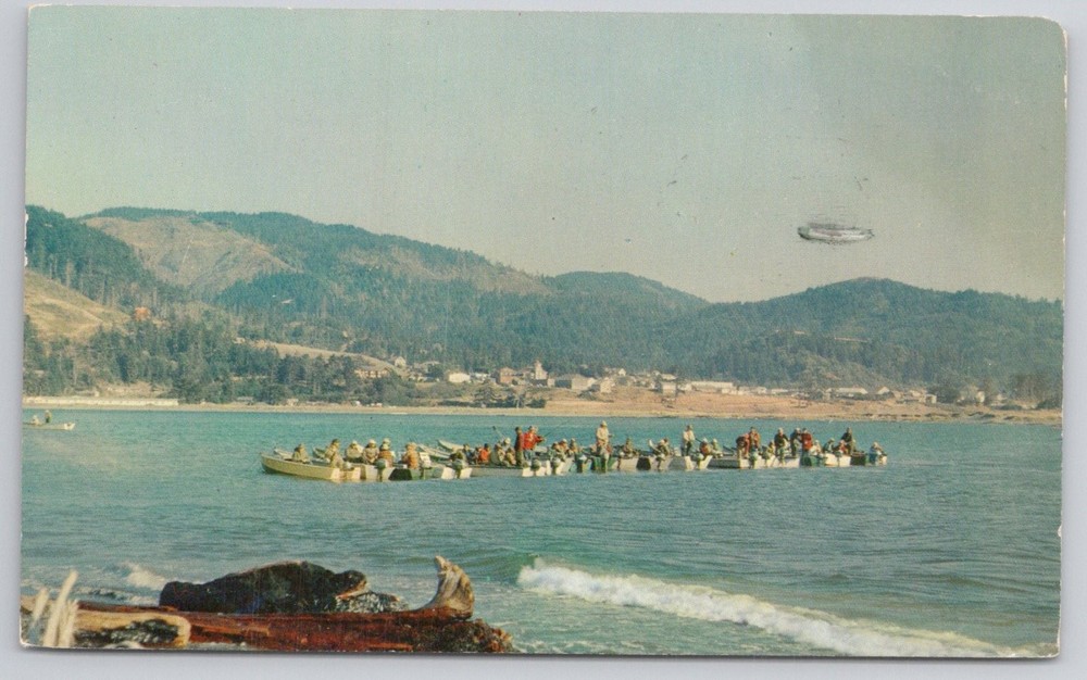 Vintage 1959 Rogue River Oregon Salmon Fishing Wedderburn Plastichrome Postcard