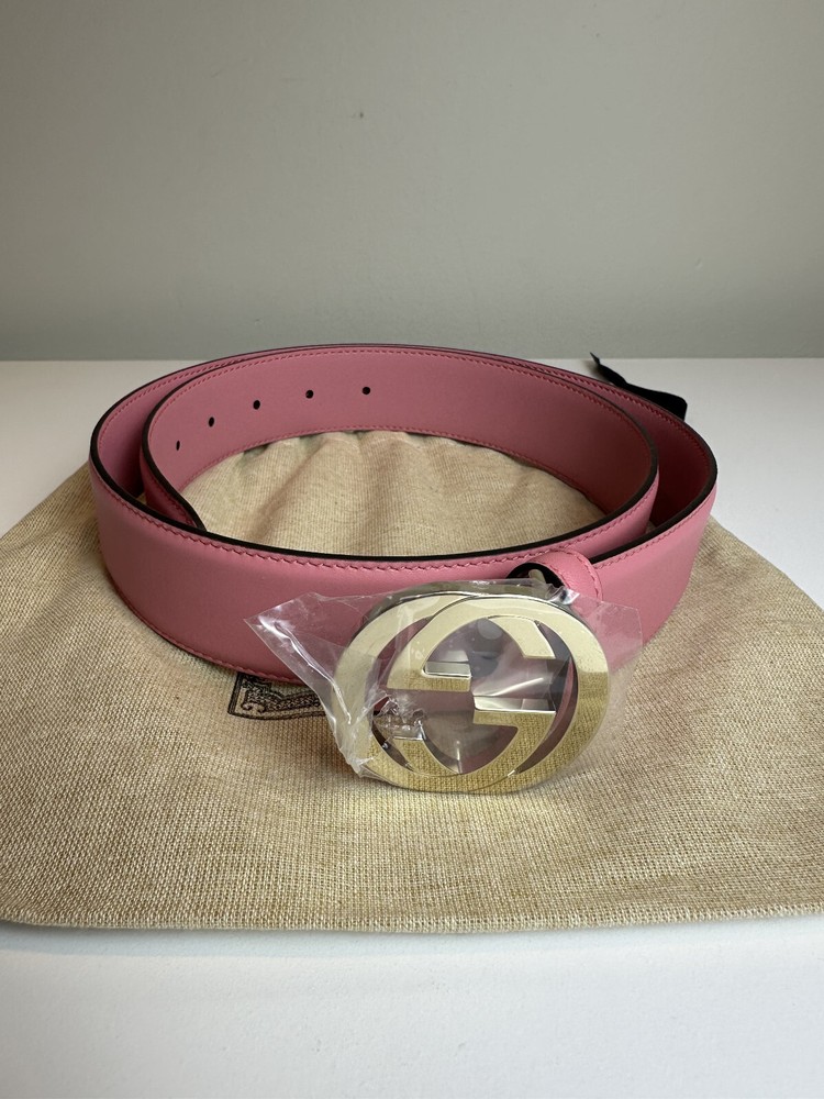 Authentic Gucci Pink Leather Belt Size 90 New