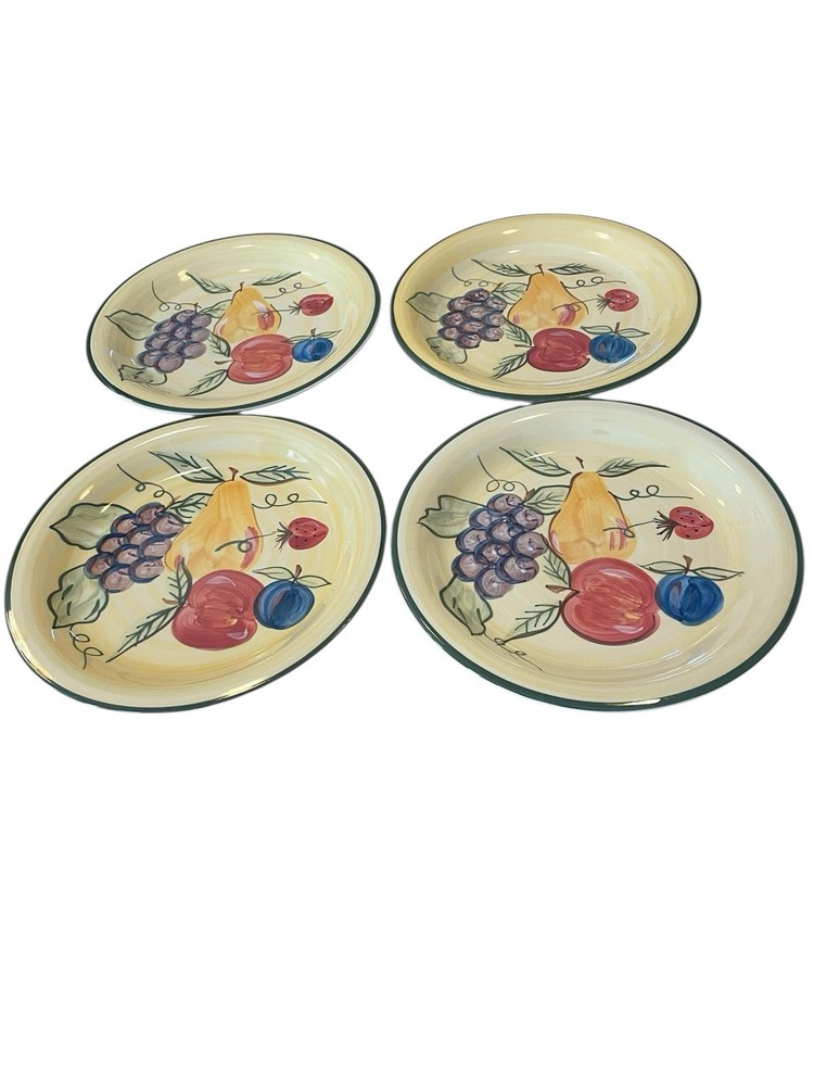 Set Of 4 Thomson Pottery Italian Harvest Dinner Plates 10.5”