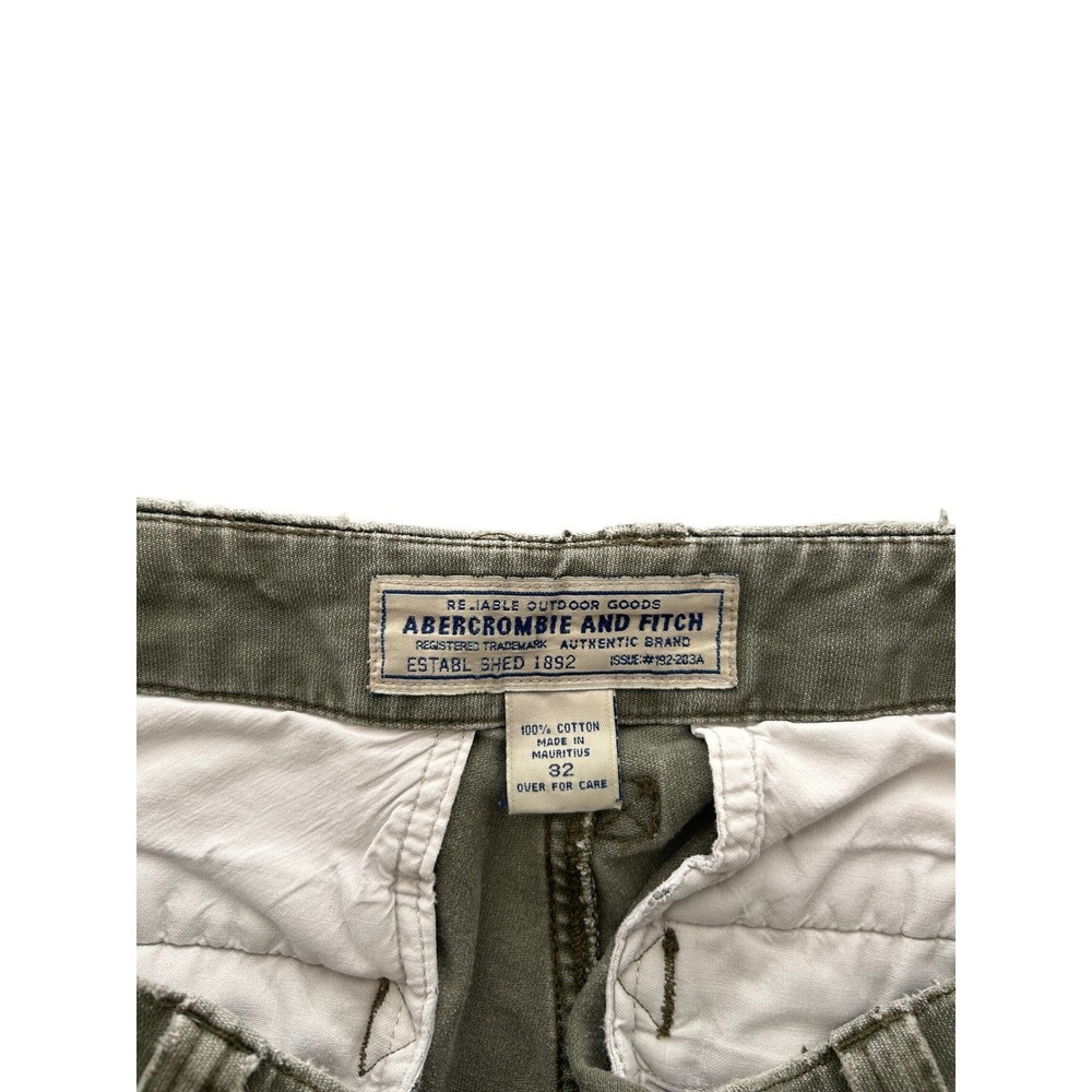 VTG Y2K Abercrombie Fitch Mens Paratrooper Cargo Shorts Olive 32 Outdoor Utility
