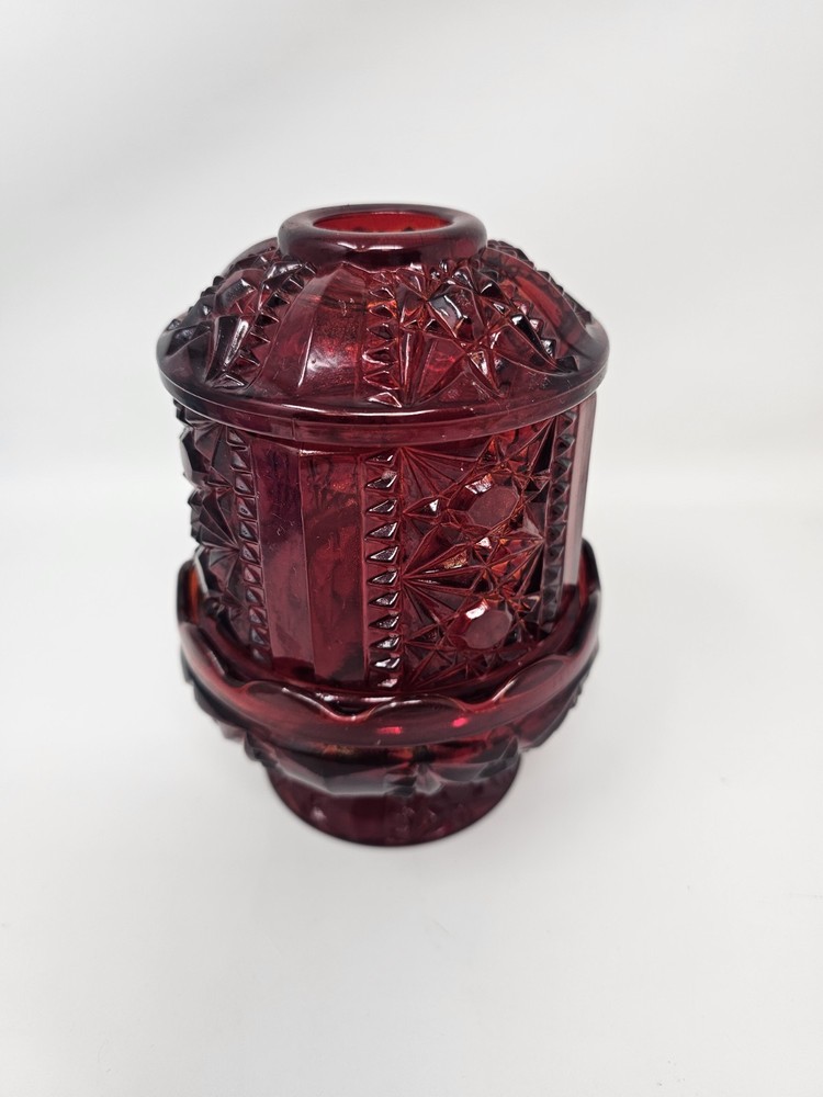 Vintage Red Indiana Glass Stars and Bars Fairy Lamp