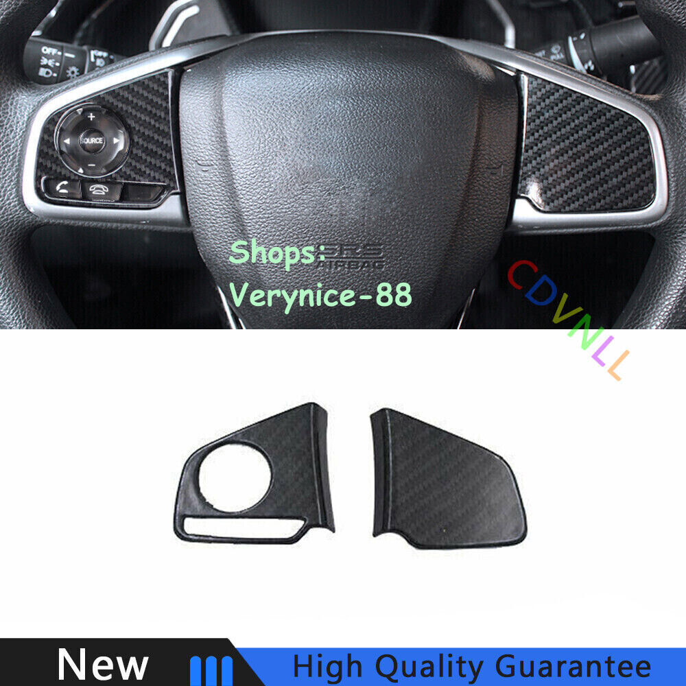 For Honda Civic 10th 2016-2021 Carbon Fiber Car Steering Wheel Switch Cover Trim