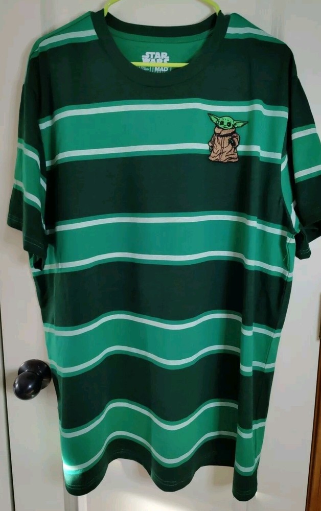 Star Wars Men's Mandalorian Green Striped T-shirt Mad Engine Men's Size 2XL New