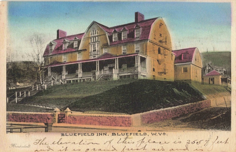 Bluefield Inn Bluefield West Virginia WV Albertype Co. 1907 RPO Cancel Postcard