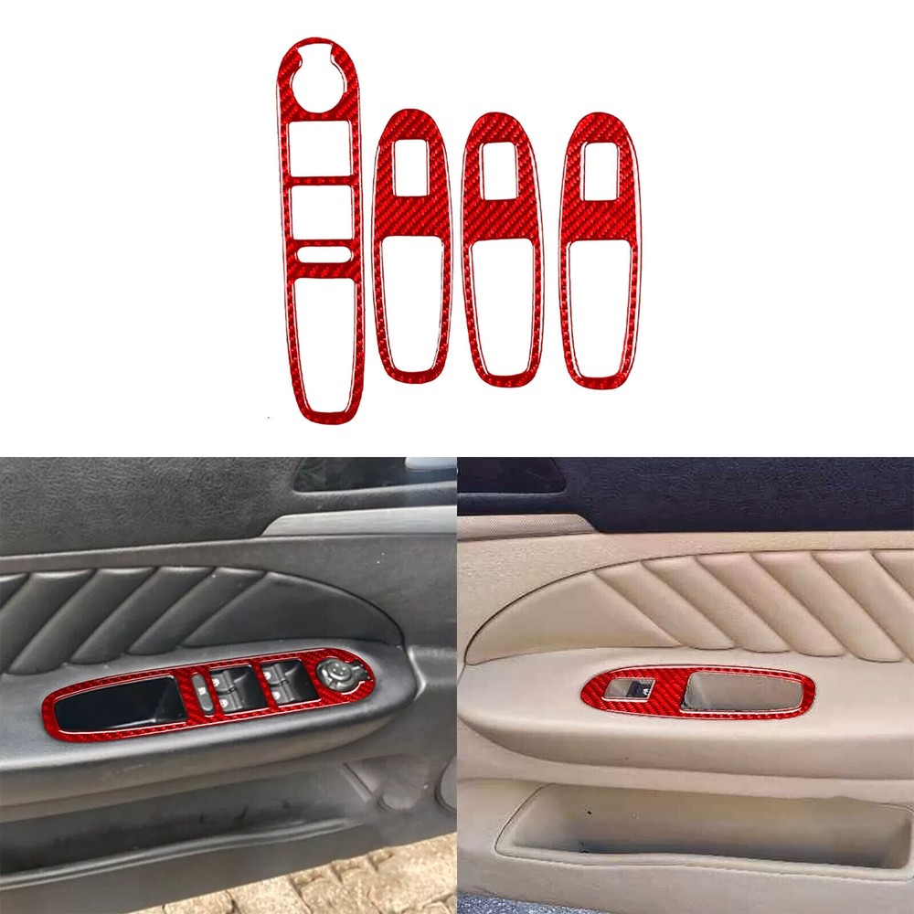 4Pcs Red Carbon Fiber Window Lift Switch Panel Cover For Alfa Romeo 159 2005-11