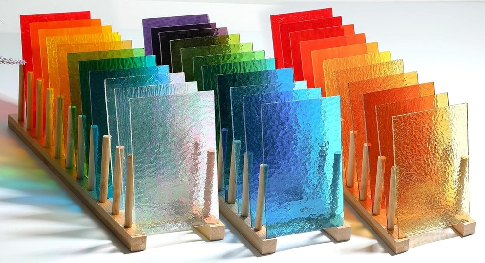 26 Vibrant 4x6 Transparent Stained Glass Sheets for Mosaic Art Projects