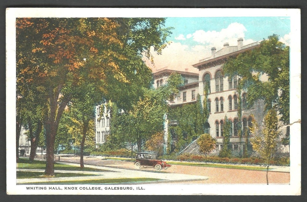 GALESBURG ILLINOIS Knox College Whiting Hall 1923 CURTEICH White Border Postcard