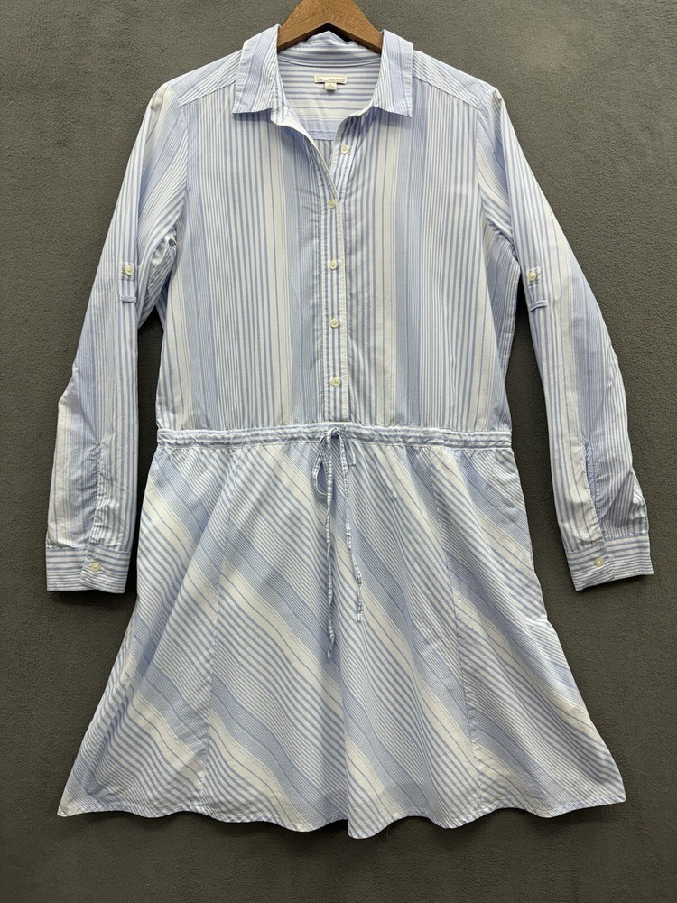 Gap Women’s Medium Shirt Dress Striped Long Sleeve Lined Blue White