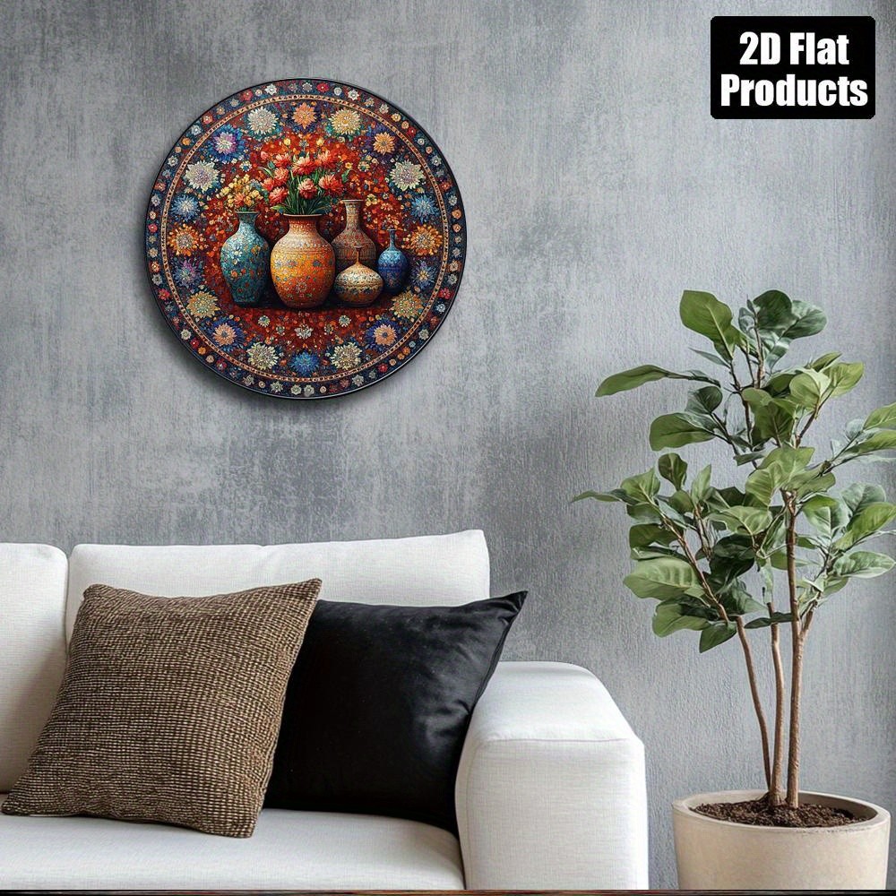 Moroccan Metal Wall Art Blue Red Golden Floral Geometric