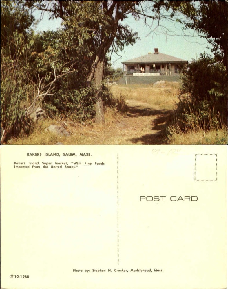 Bakers Island Supermarket Salem MA unused chrome postcard ca 1970s