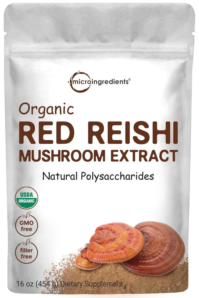 Organic Reishi Mushroom Extract 16oz 100:1 for Coffee Tea Non-GMO Red Mushrooms